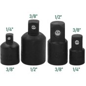 Resim Springsun 4'lü Siyah Çevirici Bağlantı Parçaları - 1/4", 3/8", 1/2" Kare Çap Değiştirici, Elektrikli Aletler İle Uyumlu, Dayanıklı Tamir Takımı 