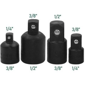 Resim Springsun 4'lü Siyah Çevirici Bağlantı Parçaları - 1/4", 3/8", 1/2" Kare Çap Değiştirici, Elektrikli Aletler İle Uyumlu, Dayanıklı Tamir Takımı 