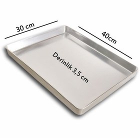 Resim 5 Adet - Tek Kullanımlık Alüminyum Tepsi - 30x40x3,5 Cm 185 Gr Gri 