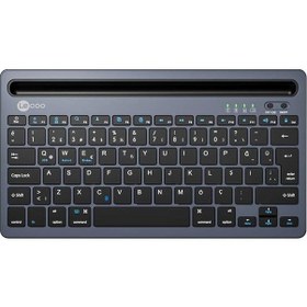 Resim Lenovo Lecoo Bk100 Bluetooth V3.0 Çoklu Cihaz Uyumlu Şarj Edilebilir Kablosuz Gri Türkçe Q Klavye 