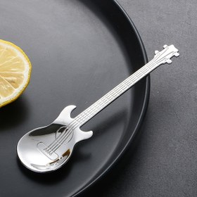 Resim 1 Adet Benzersiz Gitar Şeklinde Paslanmaz Çelik Kaşık - Dayanıklı & Pas Dirençli, Kahve, Çay, Tatlılar & Dondurma İçin İdeal - Yaratıcı Mutfak Aksesuarı, Müzisyenler & Eğlenceli Yemek Severler İçin Mükemmel Hediye 