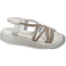 Resim Fancy 051-25 Taşlı Trend Fashion Kadın Sandalet Beyaz 