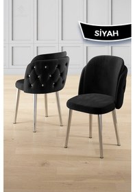 Resim Canisa Zae Serisi 90x168 Lak Panel Beyaz Mermer Masa Krom Ayak Masa Takımı Ve 6 Siyah Sandalye Rampla Gri Masa Siyah Sandalye 