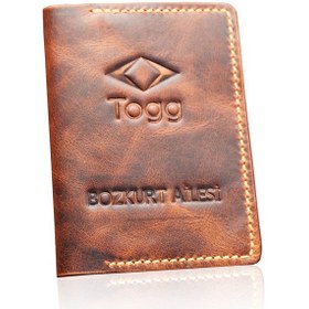 Resim Togg Logolu Hakiki Deri Taba Ruhsat Kılıfı - Isme Özel 