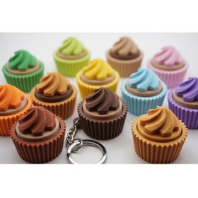 Resim Flexilab Creative Cliker’s 3D Cupcake Anahtarlık - Basmalı Fidget Oyuncak & Dekoratif Obje 