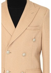 Resim Metal Düğmeli Yün Kaşe Krem Erkek Kruvaze Kaban - Wessi Siyah 