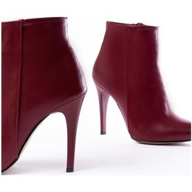 Resim Bordo Yüksek İnce Topuklu Fermuarlı Kadın Bot Bordo 