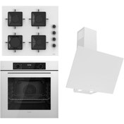 Resim Ferre FLOWART-SILENTART Serisi Beyaz Set (SS206 + QBL63CB +D078-SA ) - Emaye Izgara 