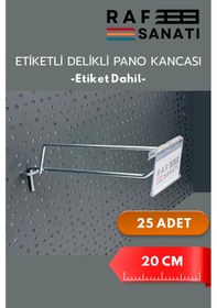 Resim Etiketli Delikli Pano Kancası 20 Cm 25 Adet Tel Askı Kancası Delikli Panel Raf Askısı Fon Kancası Etiketli Metalik 