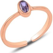 Resim Gümüş Rose Ametist Ayarlamalı Yüzük 
