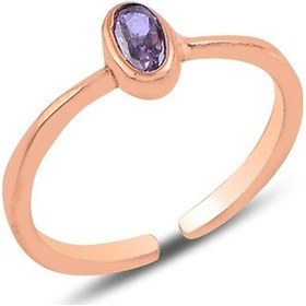 Resim Gümüş Rose Ametist Ayarlamalı Yüzük 