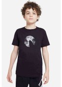 Resim Wolf Moon Baskılı Unisex Çocuk Siyah T-Shirt 