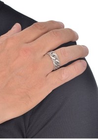 Resim Erkek Antik Gümüş Kaplama Zincir Yüzük Çok Renkli 