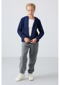 Resim Tommy Life İndigo Kalın Yumuşak Dokulu Standart Fit Nakışlı Polar Kız Çocuk Sweatshirt - 75152 İndigo 