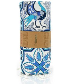 Resim Tavus Kuşu Çini Baskılı Pamuk Bambu Peştemal 