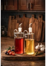 Resim Reoona 2li Kare Borosilikat Cam Yağdanlık Yağlık Sirkelik 400ml Şeffaf 