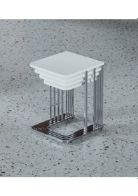 Resim Ceylin Mdf Tekerlekli Gümüş Ayak Zigon Sehpa 4'lü Beyaz 