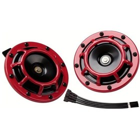 Resim Lumaworld Red Allrey Araba Kornası 12v Yüksek Sesli Metal İkiz Kornası Seti 