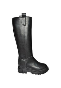 Resim Fox Shoes V973222209 Siyah Cilt Kalın Tabanlı Kadın Binici Çizmesi Siyah Mat 