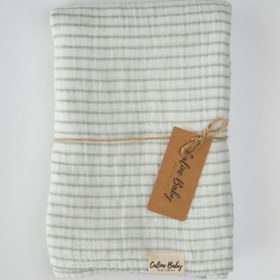 Resim Caline Baby 2 Kat Çizgili Müslin Kundak Bezi 30/10 - 120x120 Cm Yesil 