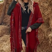 Resim Kadınlar İçin Şık Bohem Kapüşonlu Pelerin - Tassel Detaylı, Yumuşak Esnek Kolsuz Shawl, Sonbahar/Kış Modası Aksesuarı, Rahat ve Şık Kışlık Pelerin, Soğuk Hava Giyimi, Çiçek Desenli, Kaliteli Dikiş, Boho Tutkunları İçin 