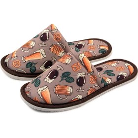 Resim Chochili Erkek Bej Kadeh Desenli Yumuşak Tabanlı Ev Terlik 