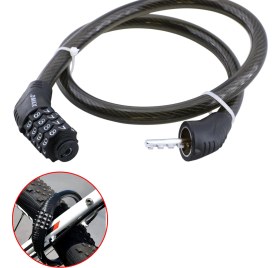 Resim Badem10 Şifreli Bisiklet Halat Zincir Kilidi 80 cm Çelik Kilit Çap 12 mm Ø Hırsız Önleme Güvenlik 1 Adet 