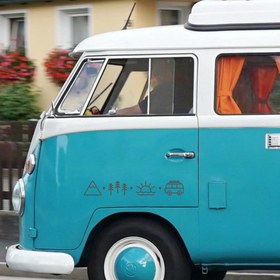 Resim Doğa & Kamp Karavan Sticker Seti: Vanlife Macera Dekalı | Sticker Master - Turkuaz / 30CM 