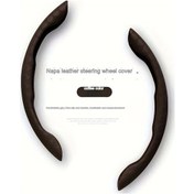 Resim Dashanshop 2025 Yılına Özel Napa Deri Direksiyon Kılıfı Kahve Rengi Erkek Kadın Universal Modeller Kahverengi 