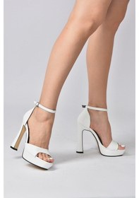 Resim Fox Shoes Beyaz Platform Kalın Topuklu Kadın Ayakkabı K404580109 