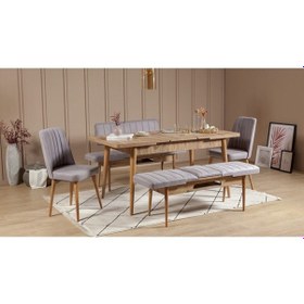 Resim Paris Banklı Yemek Masası Takımı Atlantik Soho Gri 