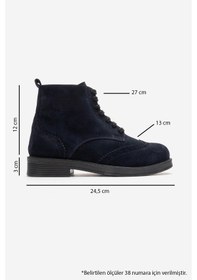 Resim Luvishoes Nelvy Lacivert Süet Hakiki Deri Kadın Bot Lacivert 