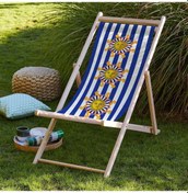 Resim Bluehomeconcept Adawall Mavi Çizgili Katlanabilir Şezlong 