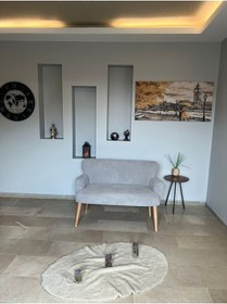 Resim Azra Mobilya Azra Aksesuar Çay Seti Oturma Grubu, Puffy Kumaş, Koltuk Takımı, Ahşap Ayak, Balkon Bahçe Mobilyası Açık Gri 