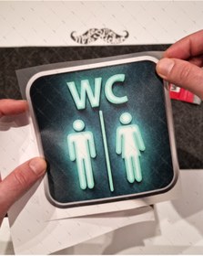 Resim Bay Etiket Wc32 Yesil Neon Efektli Unisex Tuvalet Simgesi Etiketi 
