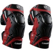 Resim Symbee Cuirassier Motosiklet Diz Koruyucu, Gece Reflektörlü, Çift Katmanlı Ayarlanabilir Bant, Dayanıklı Malzeme Kırmızı - Siyah 