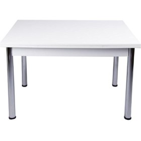 Resim Evistro Yandan Açılır Büyüyen Cam Mutfak Masası Beyaz 70x110cm 