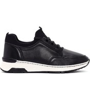 Resim Derimod Kadın Siyah Bağcıklı Kalın Tabanlı Deri Sneaker 25SFD500918 