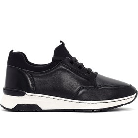 Resim Derimod Kadın Siyah Bağcıklı Kalın Tabanlı Deri Sneaker 25SFD500918 