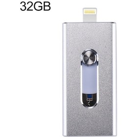 Resim Rogfer Rqw-02 3'ü 1 Arada Usb 2.0 Ve 8 Pin Ve Mikro Usb 32gb Flash Sürücü Gümüş 