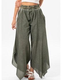 Resim Güzide Şile Bezi Lastikli Simetrik Paça Yazlık Şalvar Haki Hk-haki Haki 