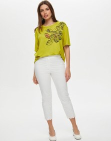 Resim Faik Sönmez Paçası Brode İşli Straight Fit Pantolon S25pnt036 Us25pnt03673 Ekru 