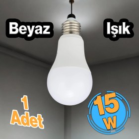 Resim Badem10 Tasarruflu Ampul 15 W LED Lamba Beyaz E27 Duy 1460 Lümen Uzun Ömürlü 220 Volt Elektrik 1 Adet 