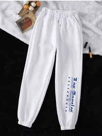 Resim Letter Graphic Drawstring Waist 4 Mevsim Eşofman Beyaz 