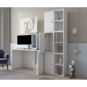 Resim nettrends.net the new trend of shopping Oyuncu Masası Modüler Dolaplı Çalışma İstasyonu 120x60 cm Beyaz-NRG-OYNM-1001 