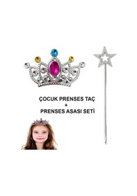 Resim Mey İthalat Çocuklar İçin Taraklı Prenses Tacı Ve Prenses Yıldız Asa Seti Gümüş Diğer 