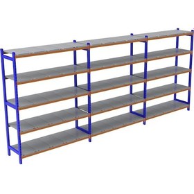 Resim 5 Katlı 3'lü Depo Rafı - 300-350 Kg Taşıma Kapasiteli Hafif Rack Raf 60x120x200 Cm Çok Renkli 