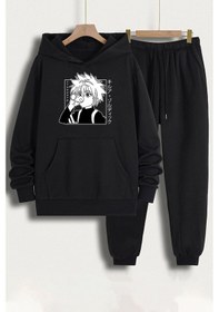 Resim Uyguntarz Unisex Killua Zoldyck Baskılı Eşofman Takımı Siyah 