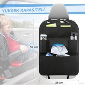 Resim joseki Araba Koltuk Arkası Eşya Düzenleyici Çanta Oto Organizer Araba Ceplik Peçetelik Bardaklık Keçe Siyah 
