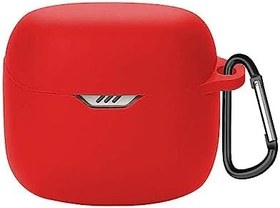 Resim Coverzone JBL Tune Flex 2 ile Uyumlu Kulaklık Kılıfı Kancalı Kılıf Darbeye Dayanıklı Silikon Yumuşak Koruyucu Toz ve Kirden Koruyan JBL Tune Flex2 ile Uyumlu Koruyucu Kapak Kırmızı 
